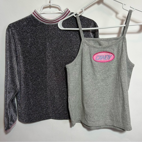 Candy Stripper Japanese Label Harajuku Top Set Silver Sparkle Small - Picture 2 of 4